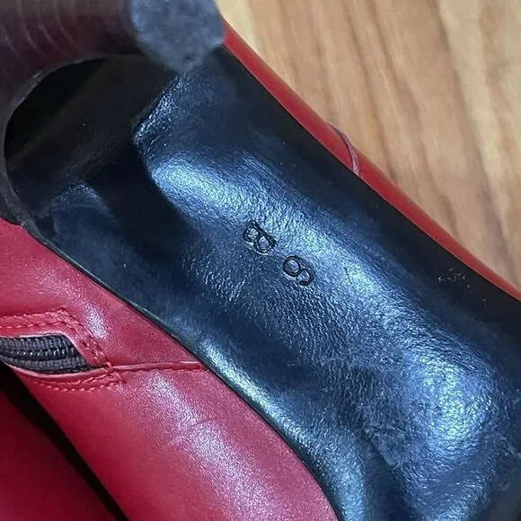 Cole Haan City Red Leather Pointed Toe Ankle Boots Kitten Heel Womens Size 6 EUC - Picture 13 of 16